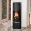 Poêle à bois Justus Faro W+ 2.0 acier noir et pierre de sable 7 kW