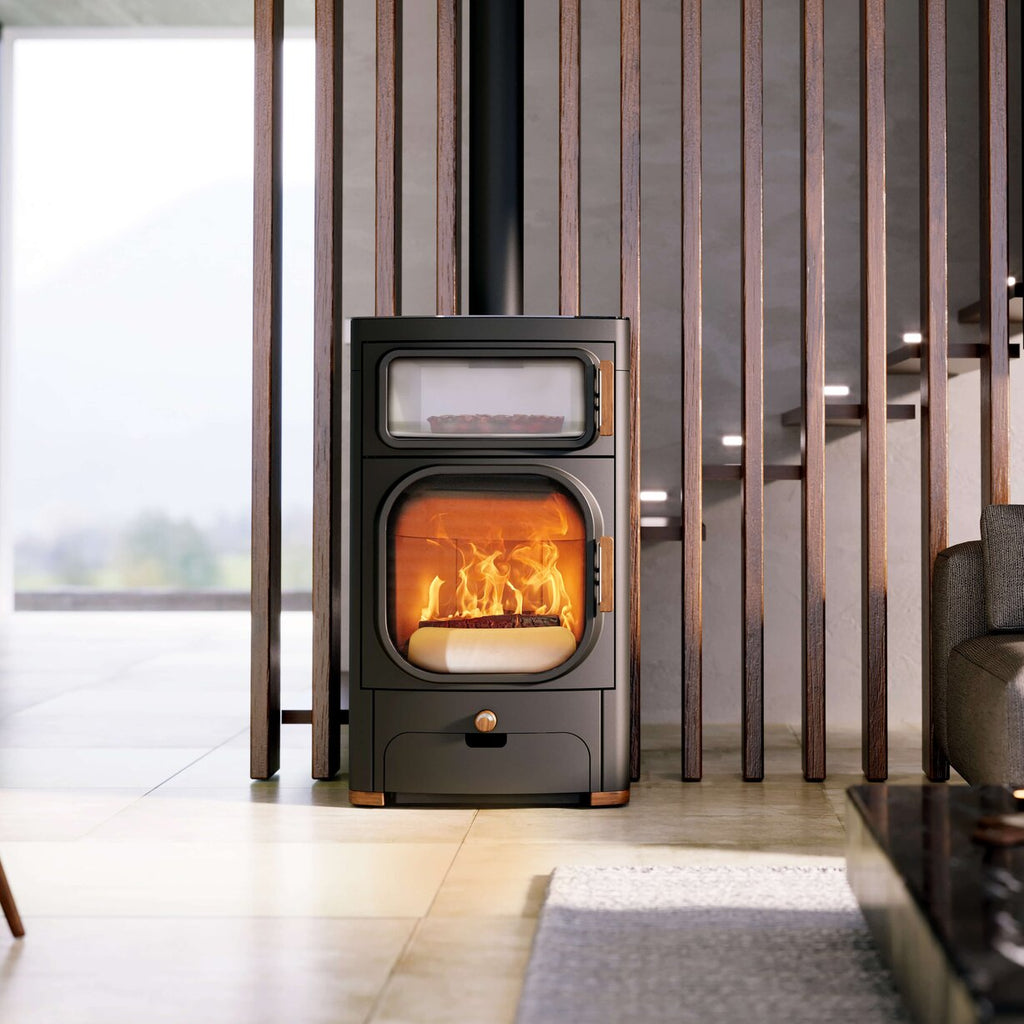Poêle à bois Austroflamm Heidi Back 2.0 avec compartiment cuisson, classe A+