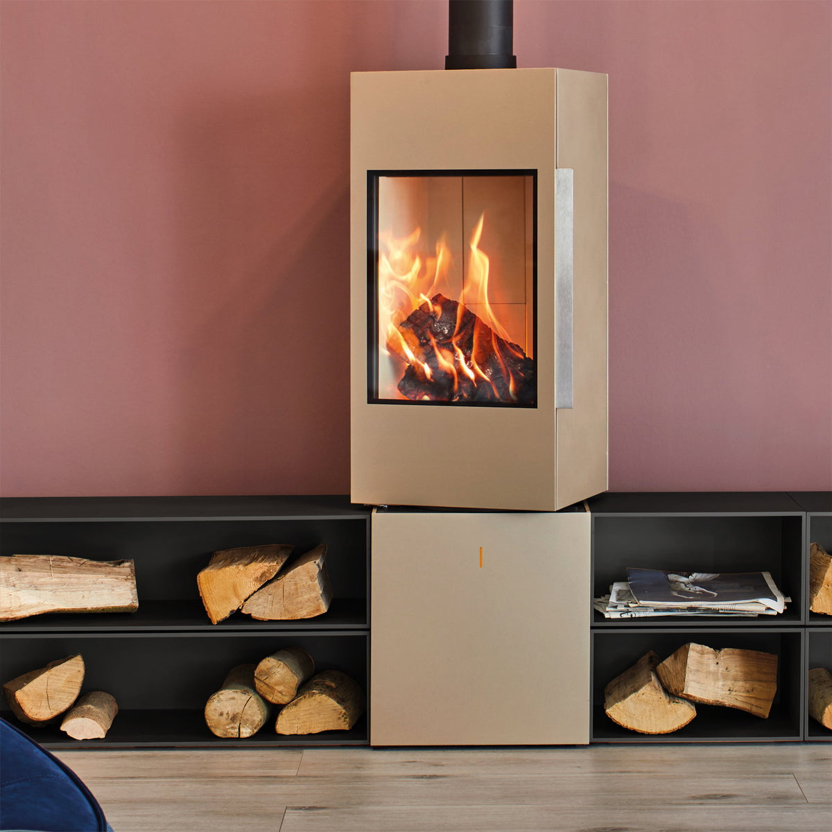 Poêle à bois Spartherm SEO S Perle 6 kW avec 1 m³ de bois offert