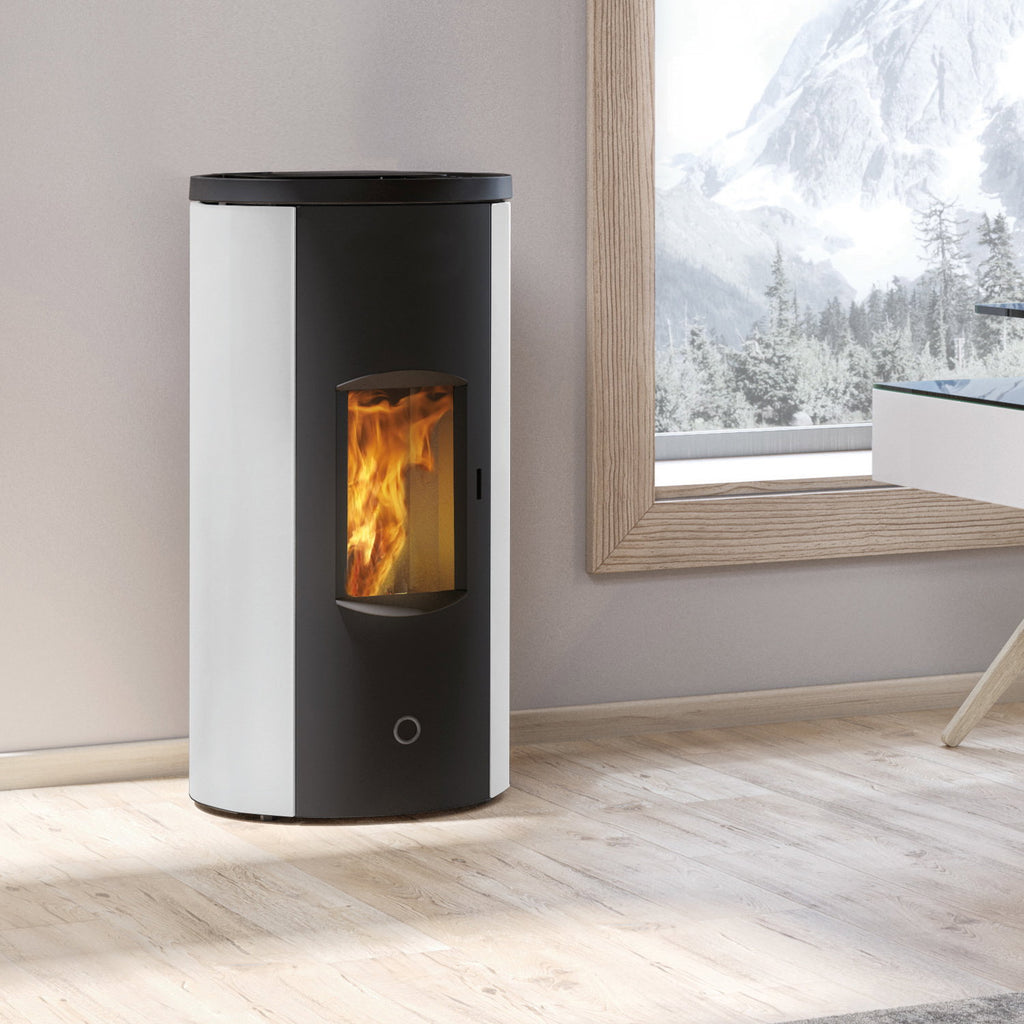 Poêle à granulés Edilkamin EK63 Like 90+ Evo acier blanc raccordement arrière 9,2 kW