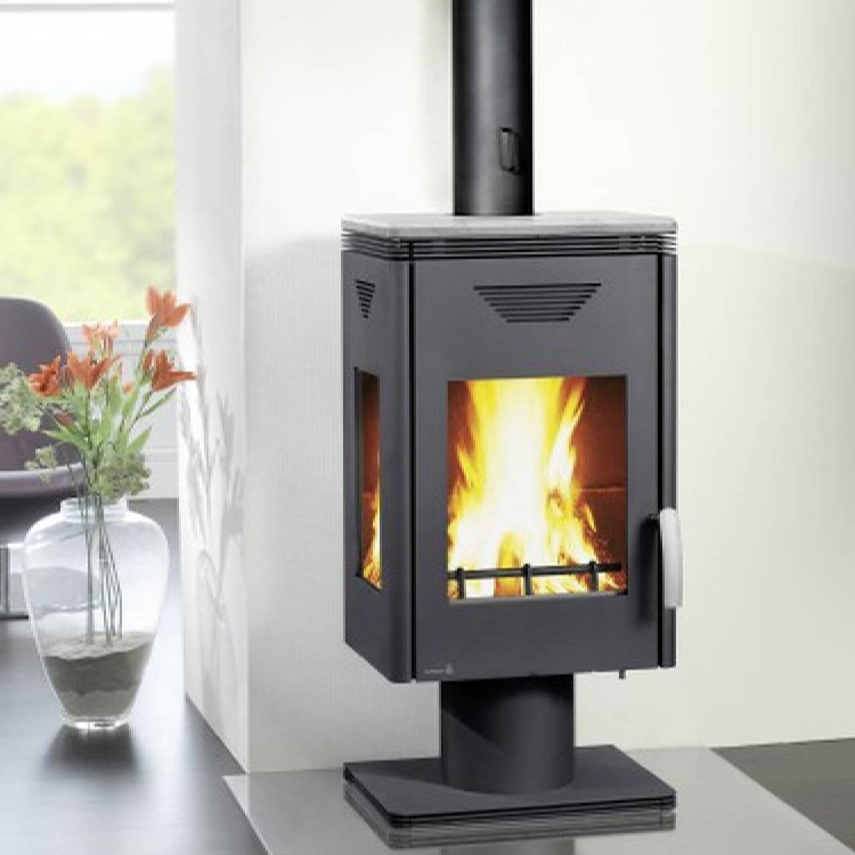 Wamsler Trion – Poêle à bois gris 8 kW, trois vitres