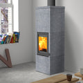 Lotus QM40 – Poêle à bois gris avec pierre ollaire PowerStones, sortie dessus