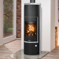 Poêle à bois Justus Faro Aqua 2.0 acier noir avec échangeur d’eau et revêtement stéatite 8,5 kW — image 1
