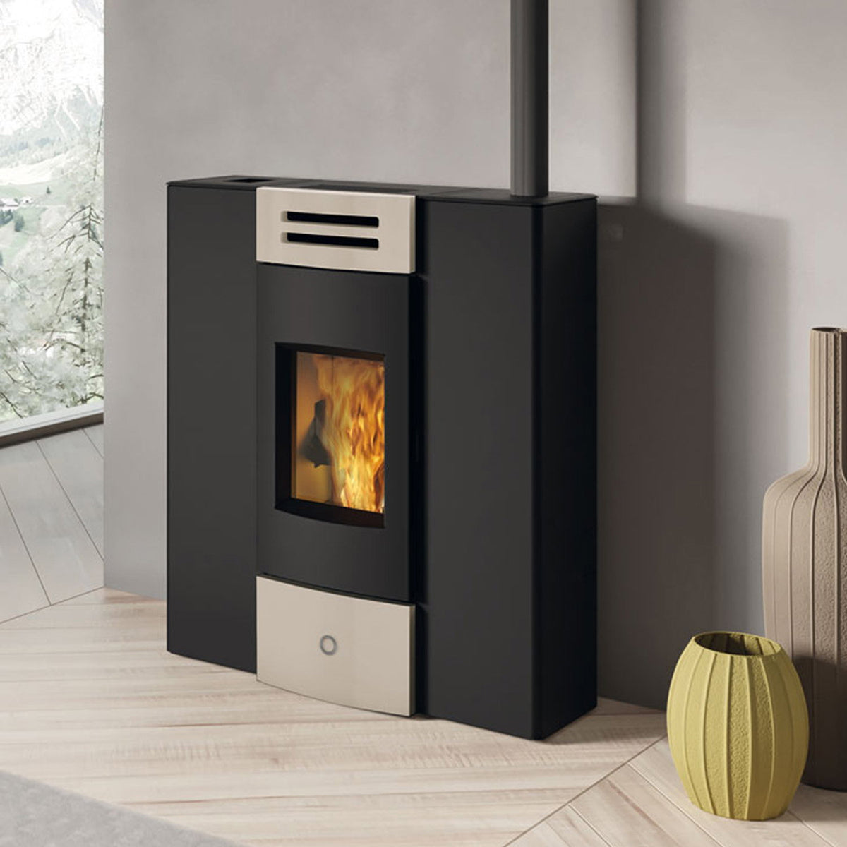Poêle à granulés Edilkamin EK63 Dub 100++ céramique gris tourterelle 10,1 kW