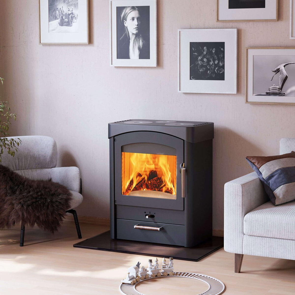 Austroflamm Pallas – Poêle à bois avec plaque de cuisson, 8,5 kW