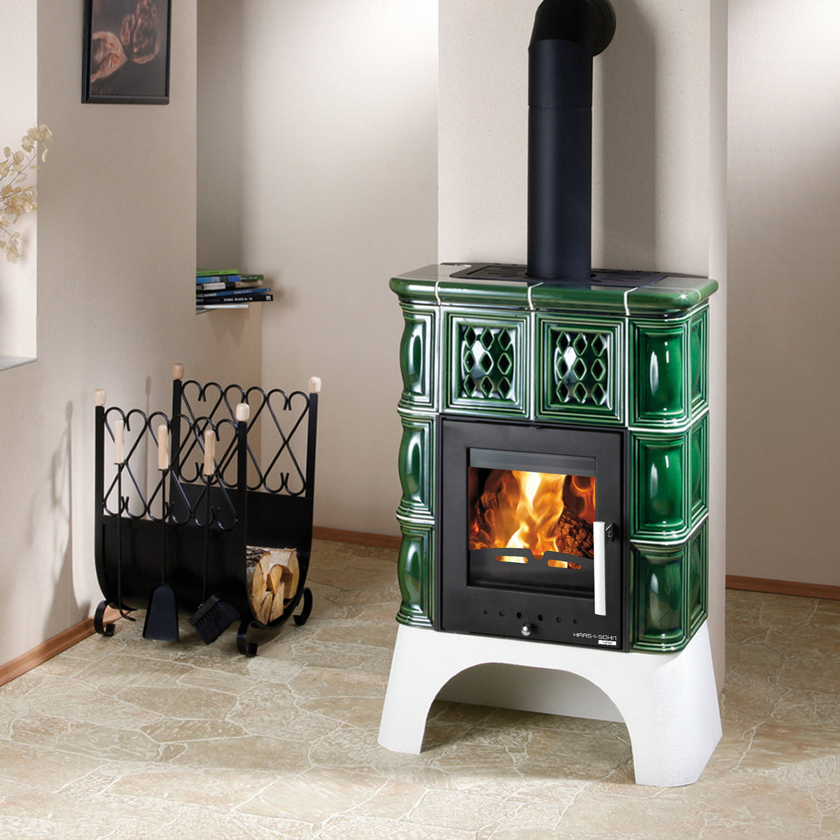 Poêle à bois Haas+Sohn Treviso-II céramique verte 8 kW