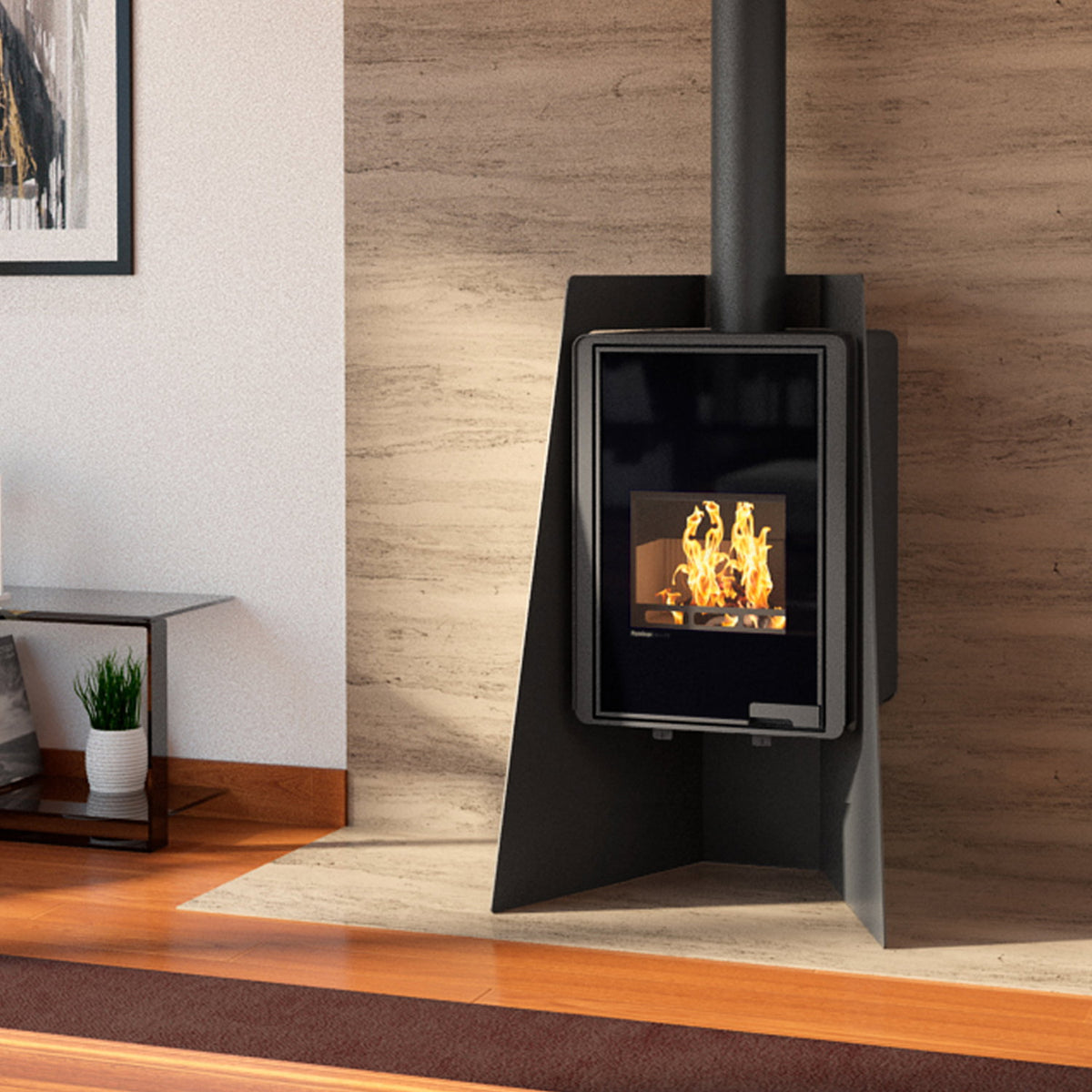 Poêle à bois HS Flamingo Deluxe Island Noir HSF42-001 9 kW pour 220 m³ - image 1