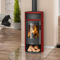 Oranier Polar Neo 6 – Poêle à bois acier noir et céramique rouge paprika 6,5 kW DIBt