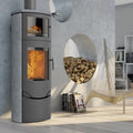 Poêle à bois Lotus Prio 7M Gris avec pierre ollaire, sortie fumées par le haut 7 kW