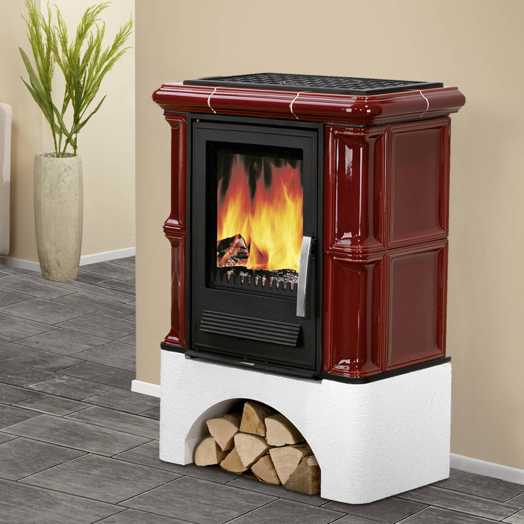 Justus Bavaria – Poêle à bois rouge bordeaux 7 kW