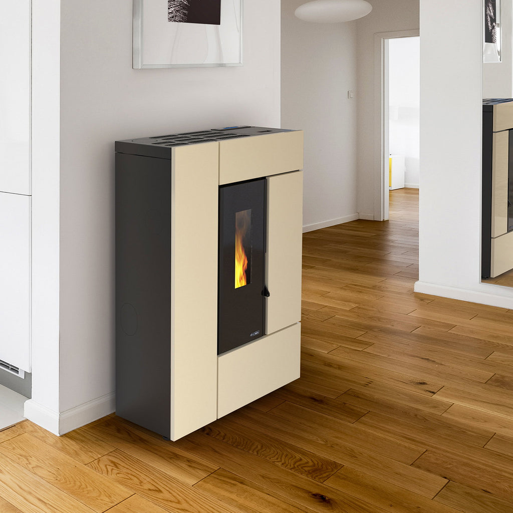 Poêle à granulés Dal Zotto Leyla Elite acier ivoire 8 kW