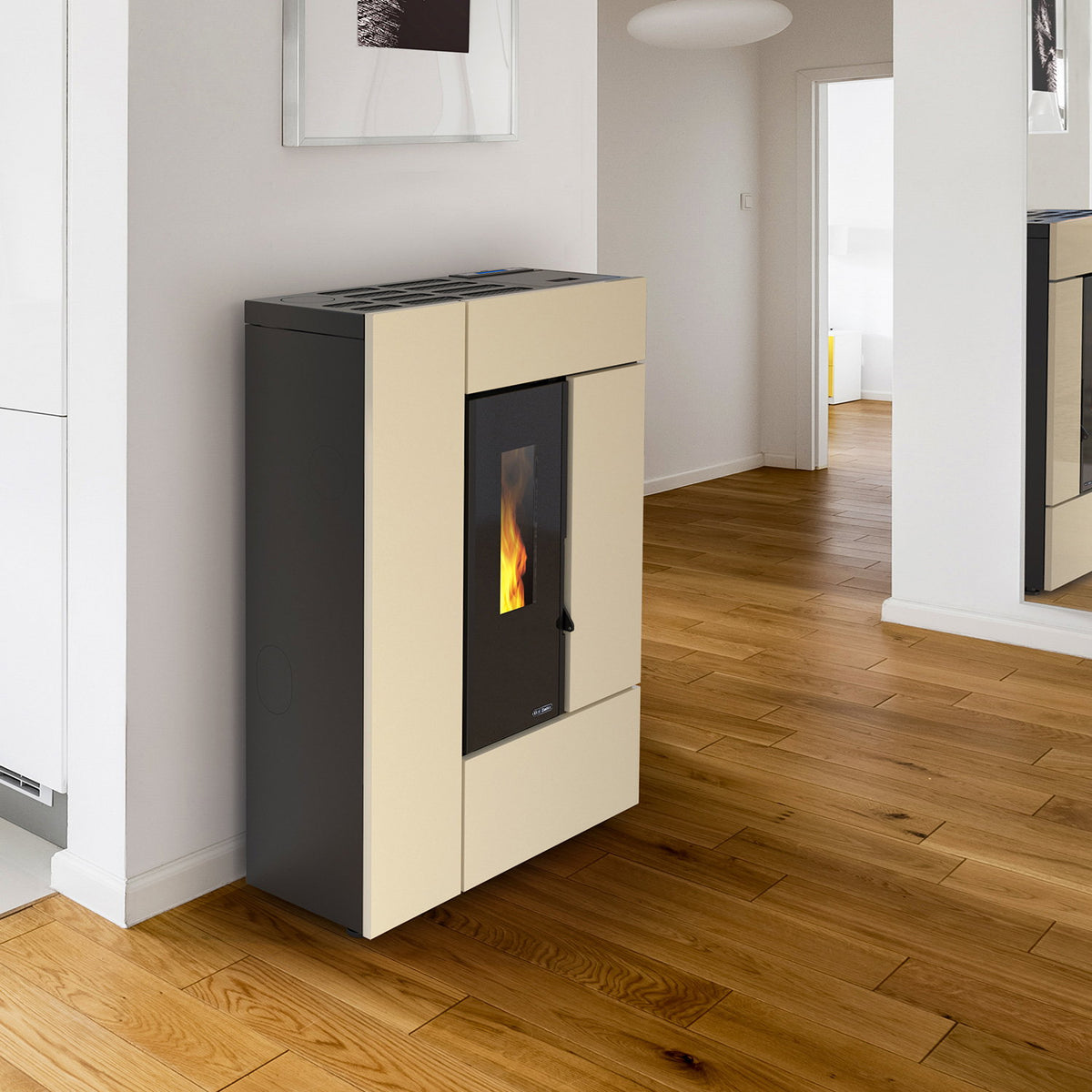 Poêle à granulés Dal Zotto Leyla Elite acier ivoire 8 kW
