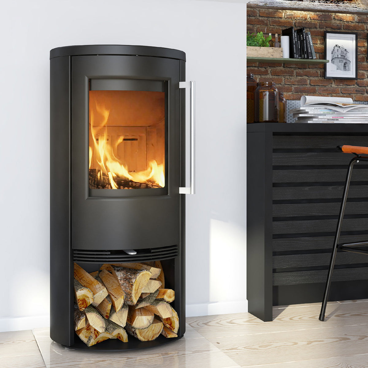 Poêle à bois TermaTech TT21RS acier noir et pierre ollaire noire – 5 kW