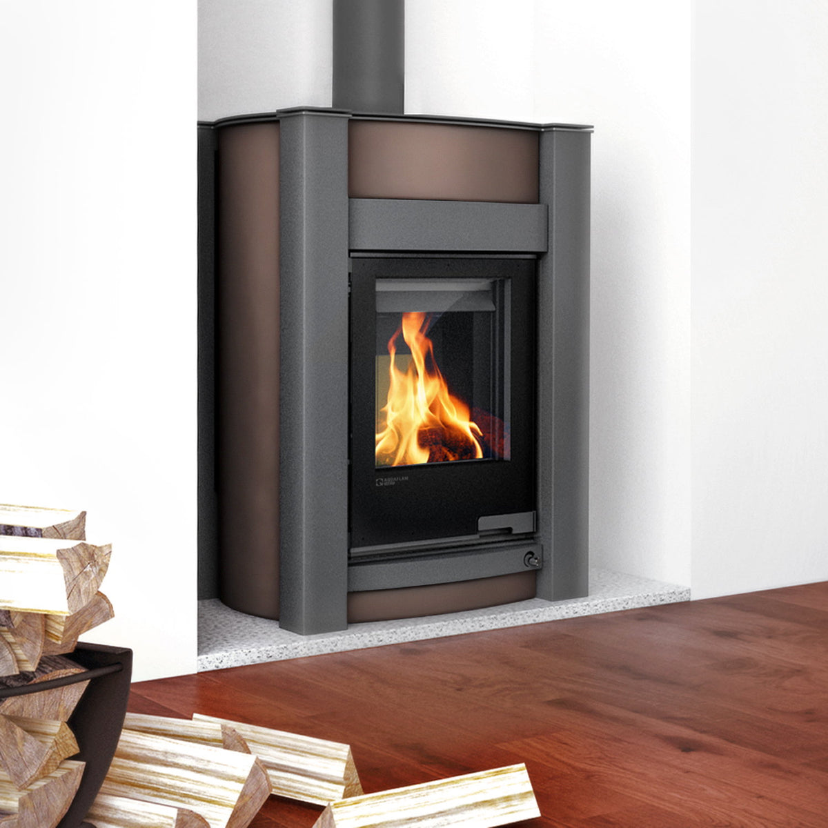 Poêle à bois Aquaflam Vario Kalmar Basic Marron 11/5 kW avec échangeur thermique — image 1