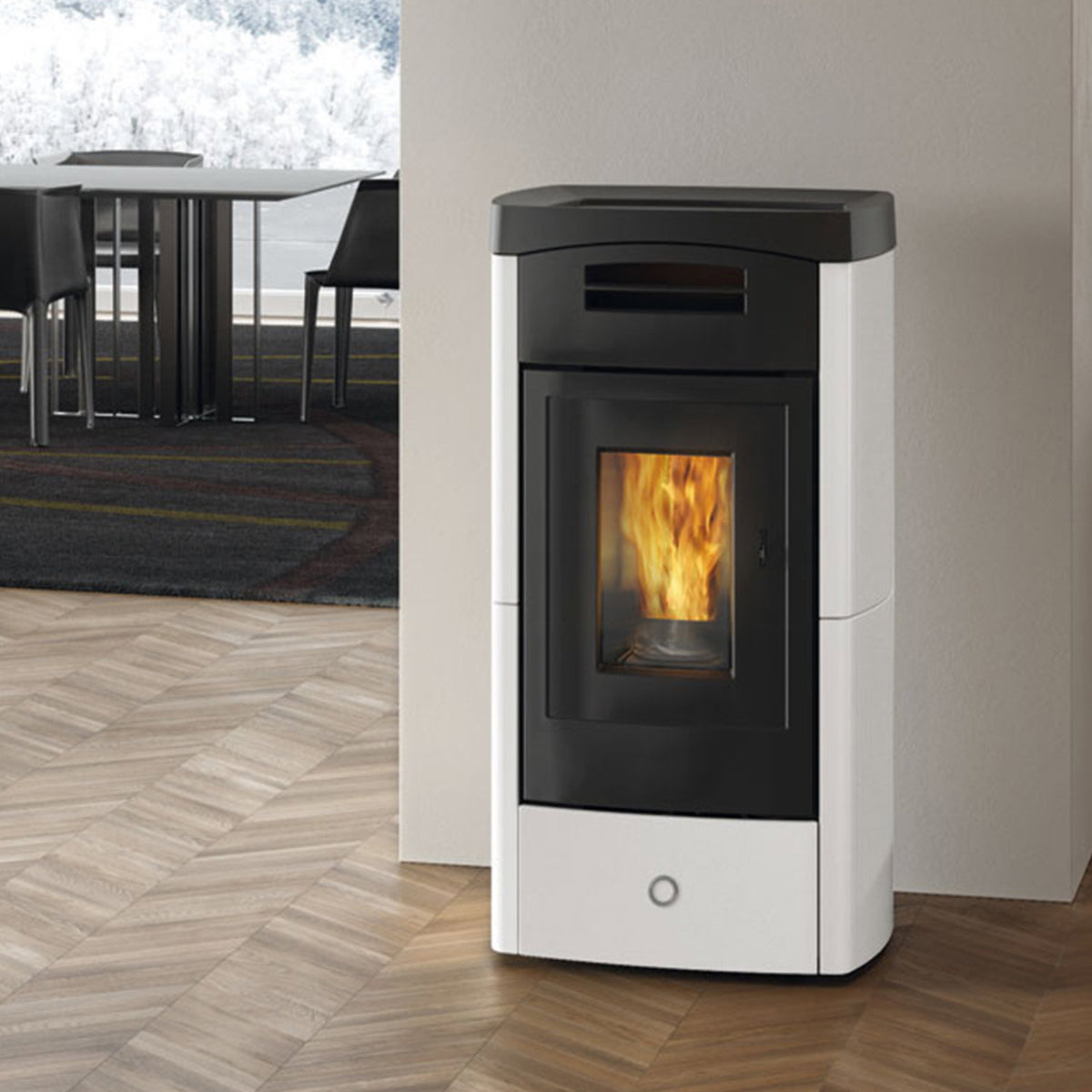 Poêle à granulés Edilkamin EK63 Daily 130++ Evo céramique blanche 12,5 kW