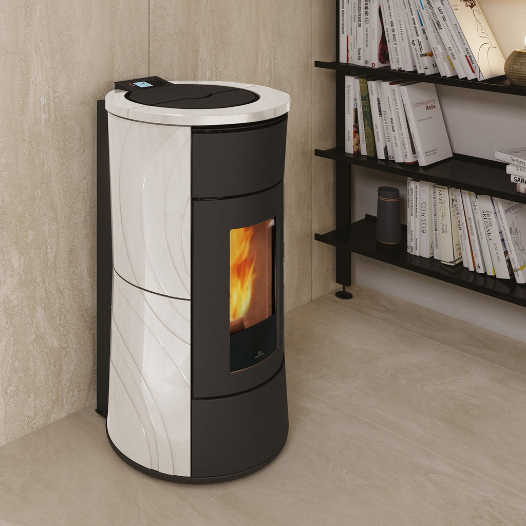 Poêle à granulés hydro Edilkamin Cherie H 10 Evo céramique blanche