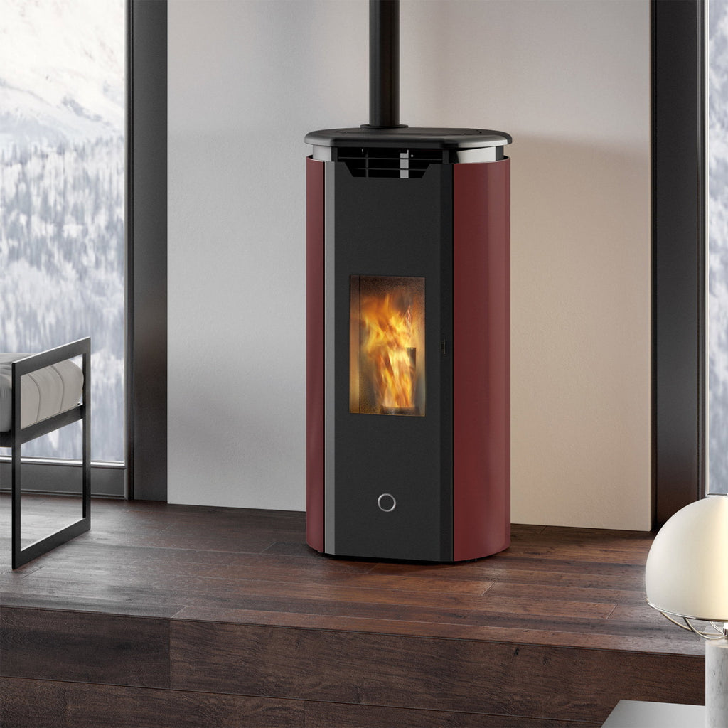 Poêle à granulés Edilkamin EK63 Tweed 90+ Evo bordeaux 9,2 kW sortie fumées dessus