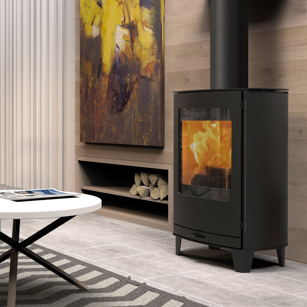 Poêle à bois Lotus Jubilee Base acier noir 4 kW