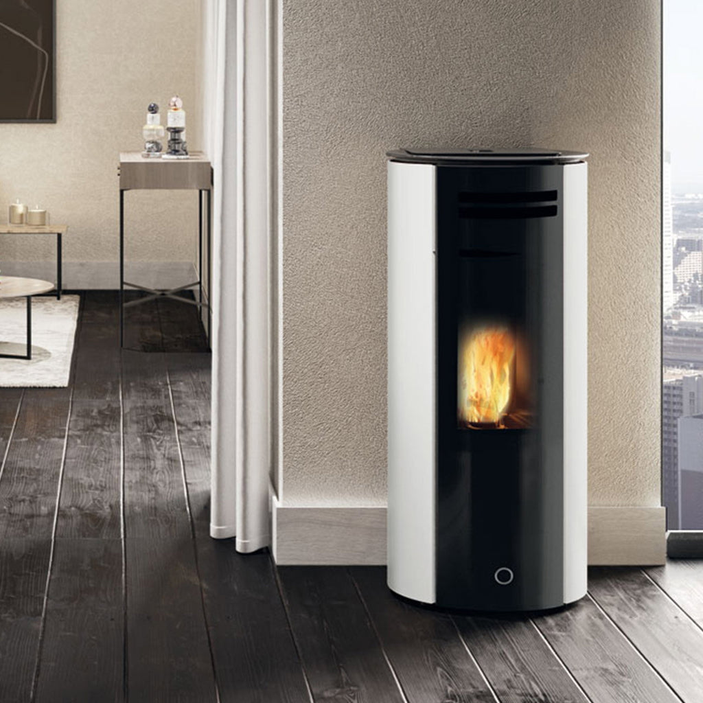 Poêle à granulés Edilkamin EK63 Spy 110+ Evo acier blanc 10,5 kW sortie arrière
