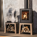 Poêle à bois Schmitzker Cuby S55075 avec socle en bois 6,4 kW