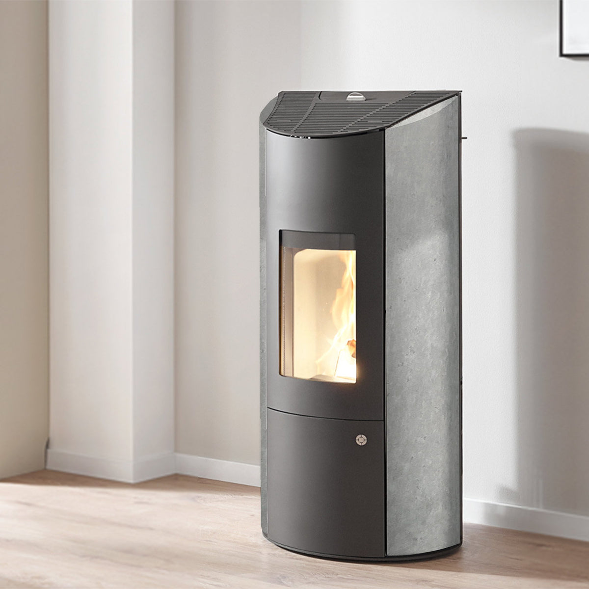Poêle à granulés Olsberg Levana 3.0 acier noir et pierre naturelle serpentine – 8 kW