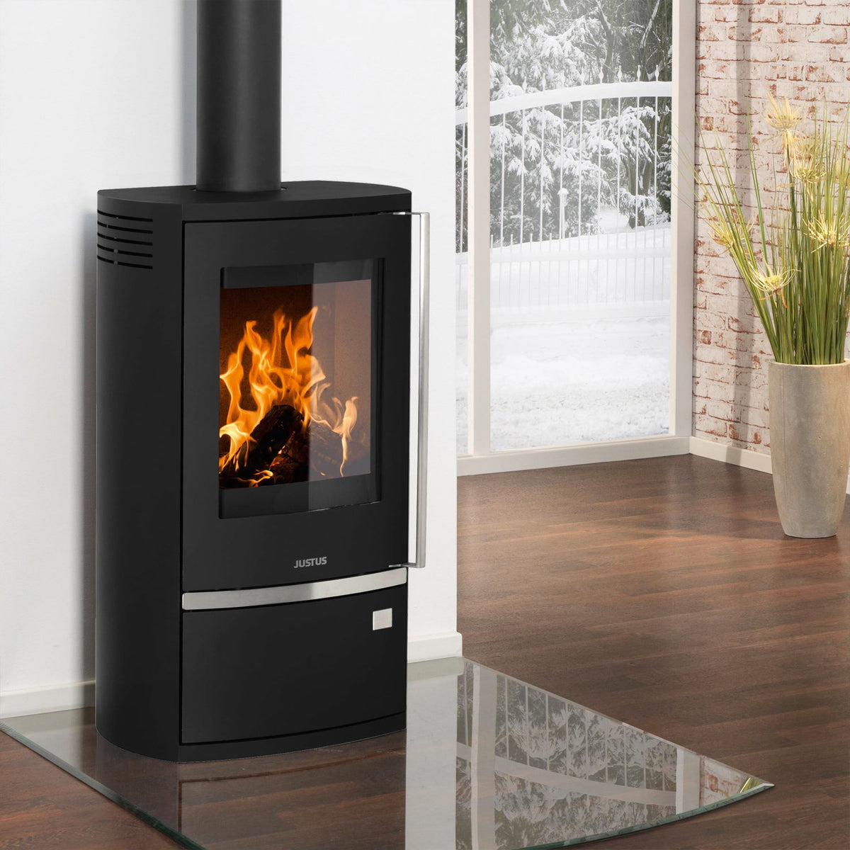 Justus Reno R – Poêle à bois 6 kW en acier noir