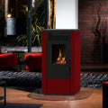 Wamsler WPO 7 poêle à granulés acier bordeaux côtés droits 7,5 kW