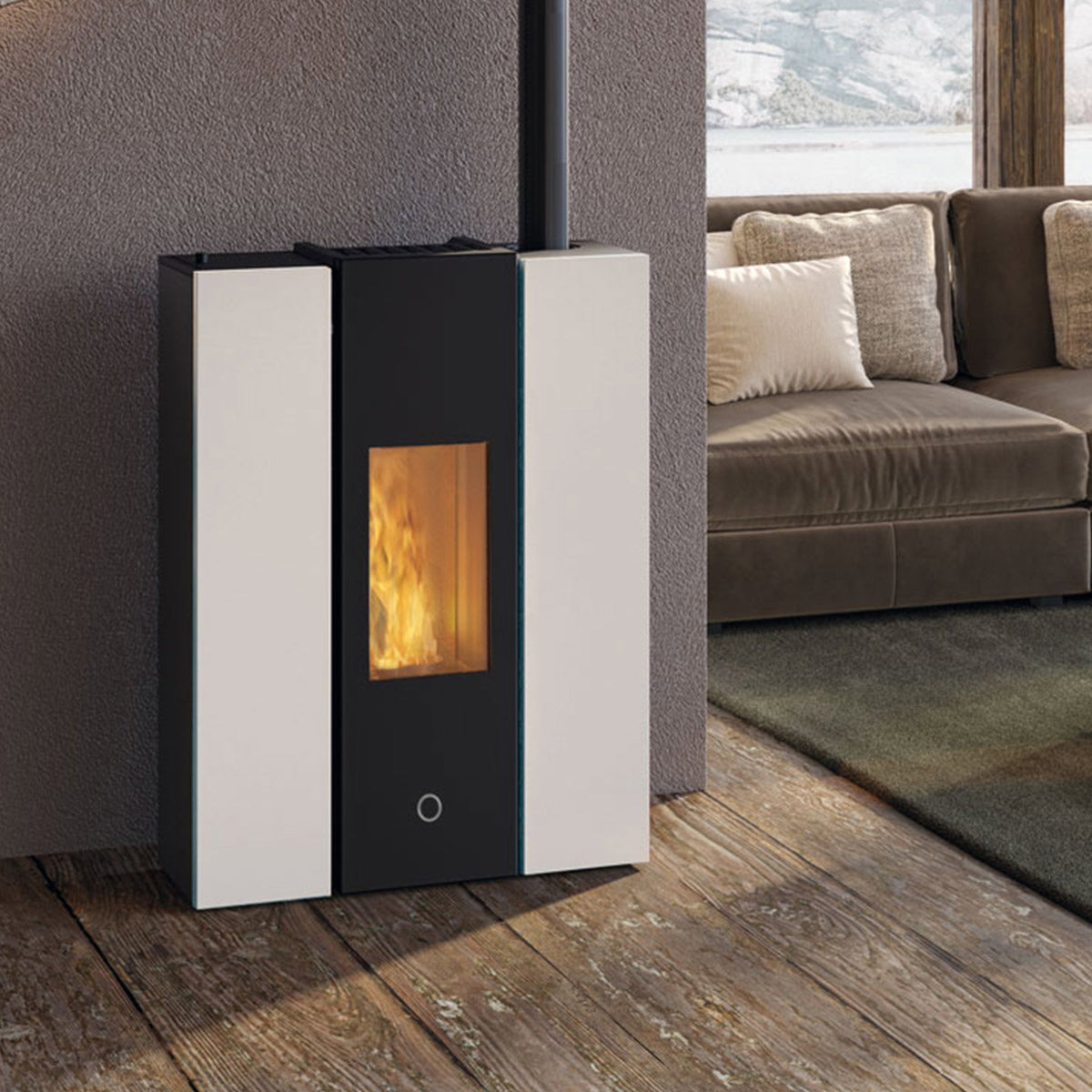 Poêle à granulés Edilkamin EK63 Gotha 70 Evo acier blanc 6,7 kW