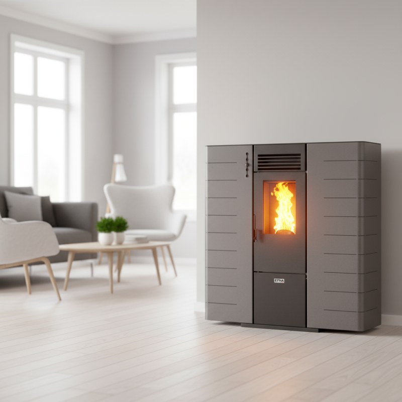 Poêle à granulés canalisable ETNA Fango 8 kW dans un intérieur