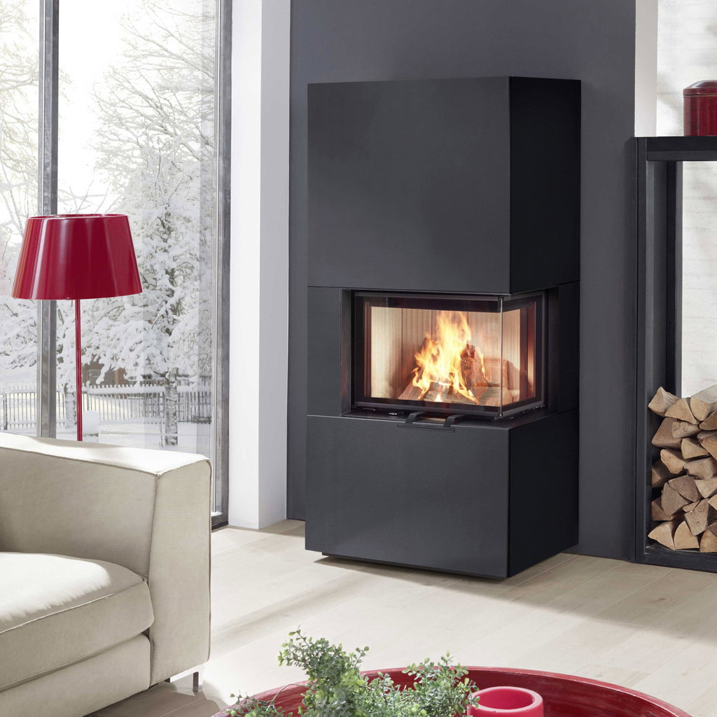 Poêle à bois Olsberg Osorno L en acier noir – sortie droite 7,8 kW – image 1