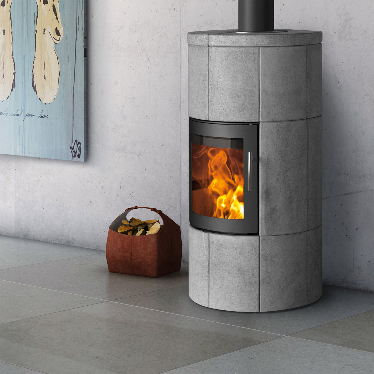 Poêle à bois Lotus M1 Noir avec pierre ollaire – Sortie des fumées par le haut, 6 kW