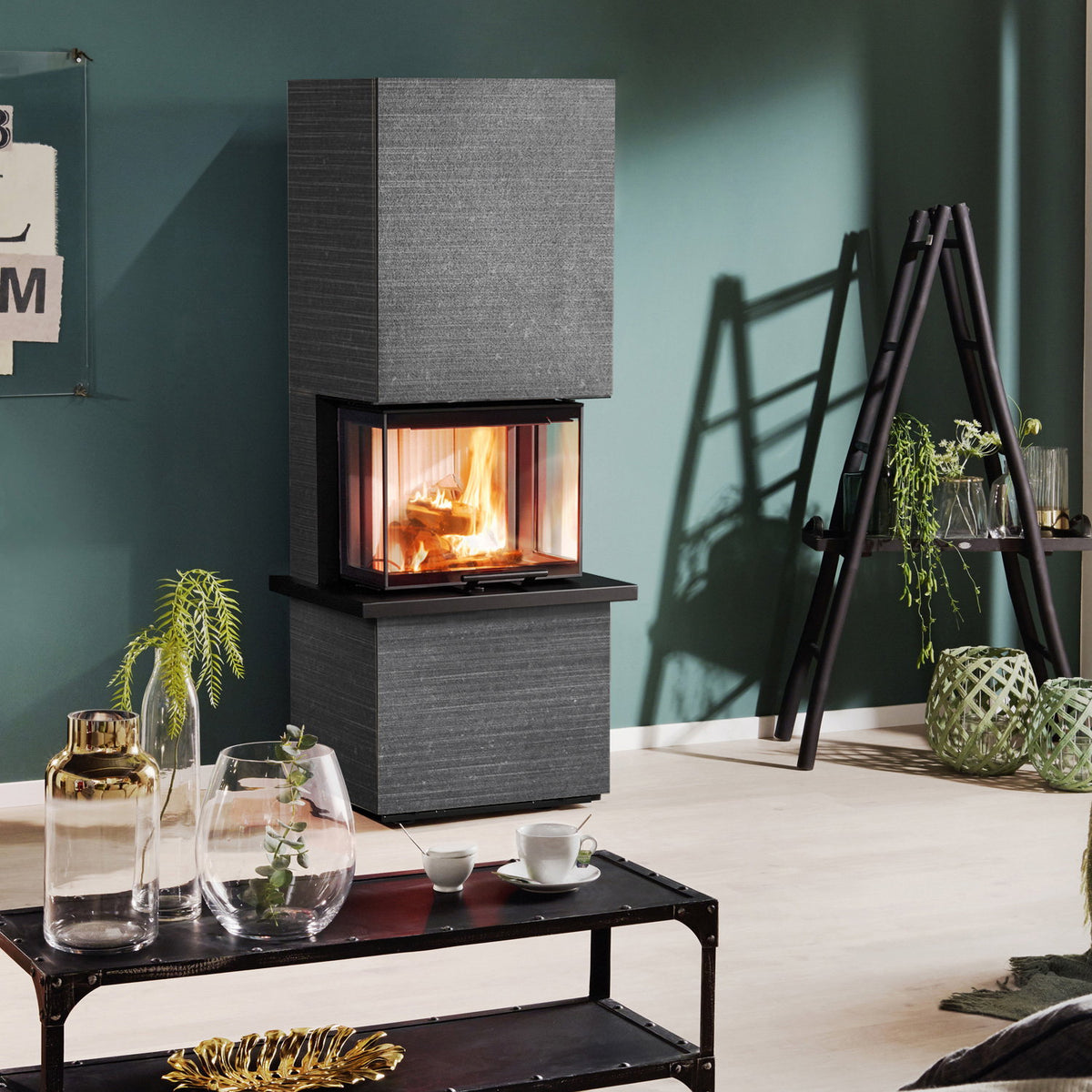 Poêle à bois Olsberg Osorno S TopStone 6 kW Gabbro Nero Ferrara Linea-retta - image 1
