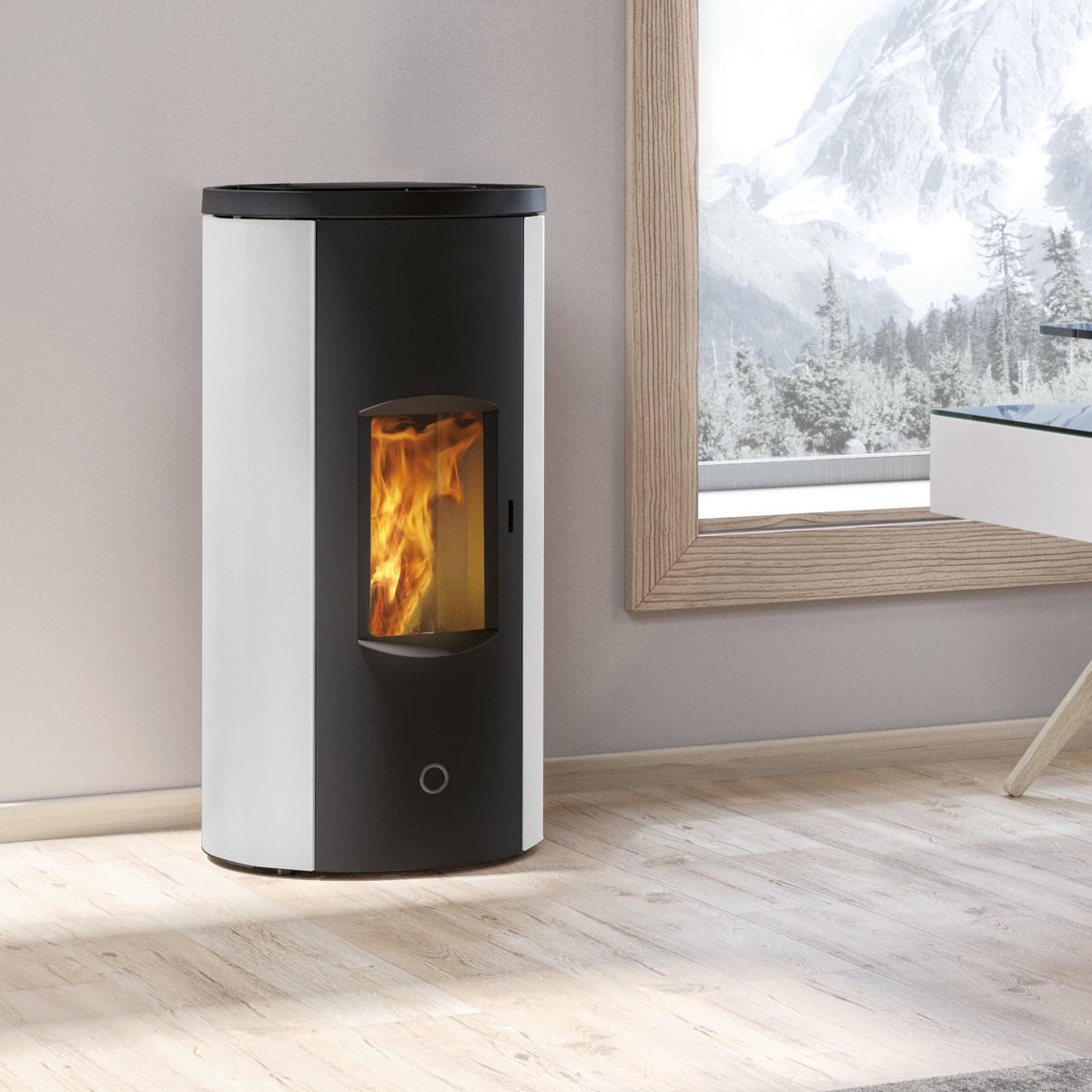 Poêle à granulés Edilkamin EK63 Like 80 Evo acier blanc raccordement arrière 7,6 kW