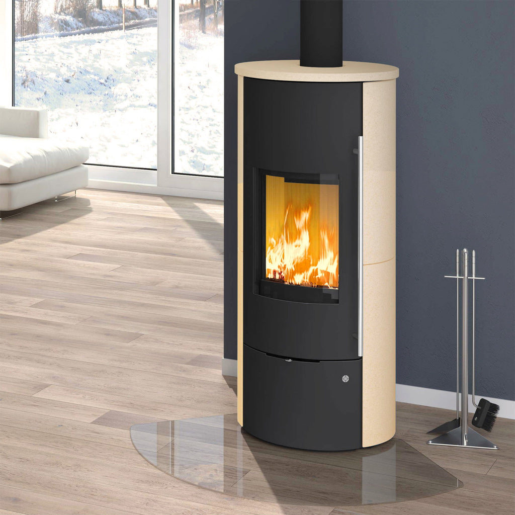 Olsberg Tolima Aqua II Compact O237588 – poêle à bois avec circulation d’eau, acier noir et céramique érable 10 kW – image 1