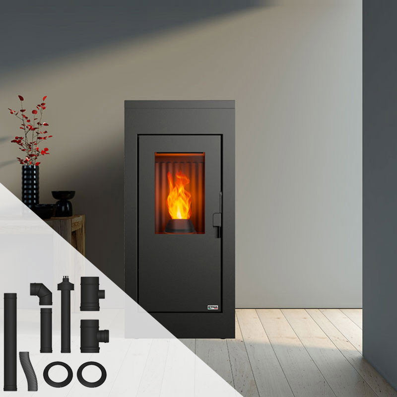Poêle à granulés étanche ETNA Vulcano Silenzio 9,2 kW avec kit conduits concentrique sortie arrière – image 1
