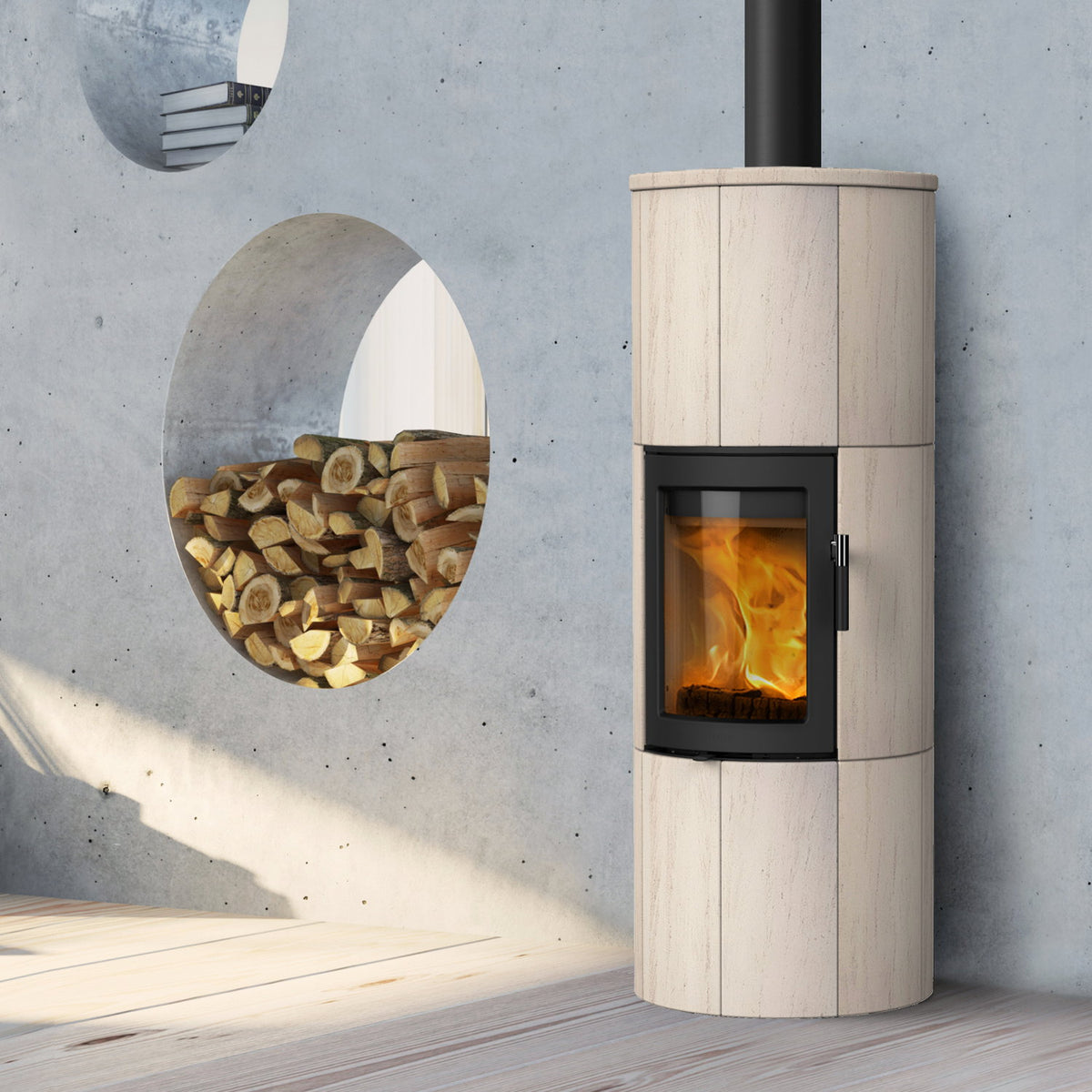 Poêle à bois Lotus Maestro 152 Noir/Calcaire – Évacuation des fumées par le haut – image 1