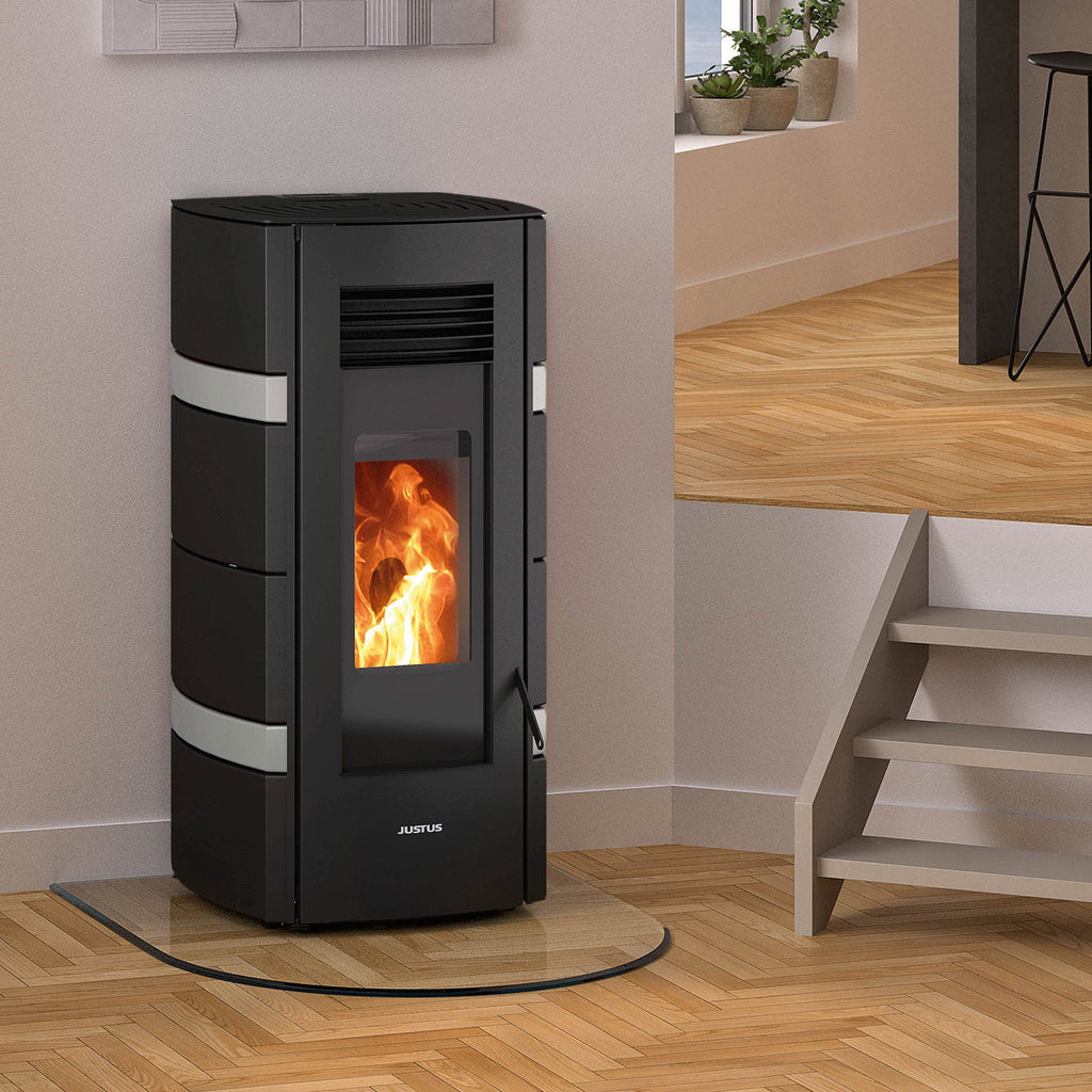Poêle à granulés Justus Sia acier noir et conStone béton gris 8 kW