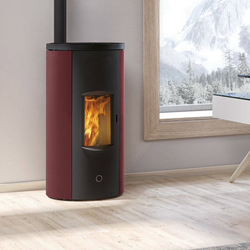 Poêle à granulés Edilkamin EK63 Like 80 Evo acier bordeaux 7,6 kW raccordement supérieur