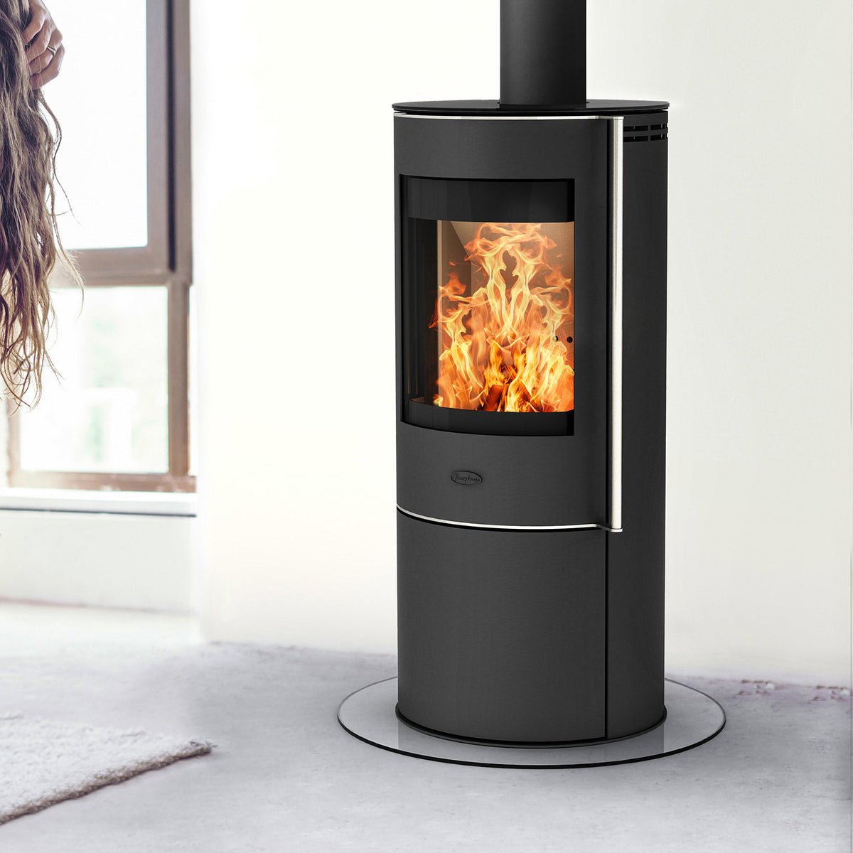Poêle à bois Fireplace Elite Toronto E6021 acier noir avec plaque en verre 5,5 kW