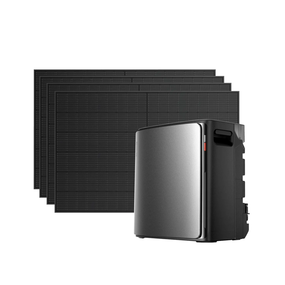 EcoFlow STREAM Ultra X avec quatre panneaux solaires rigides de 400 W, capacité 3,84 kWh