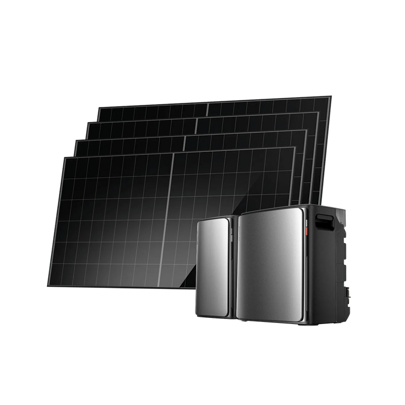 EcoFlow STREAM Ultra X et STREAM Ultra avec quatre panneaux solaires rigides de 500 W