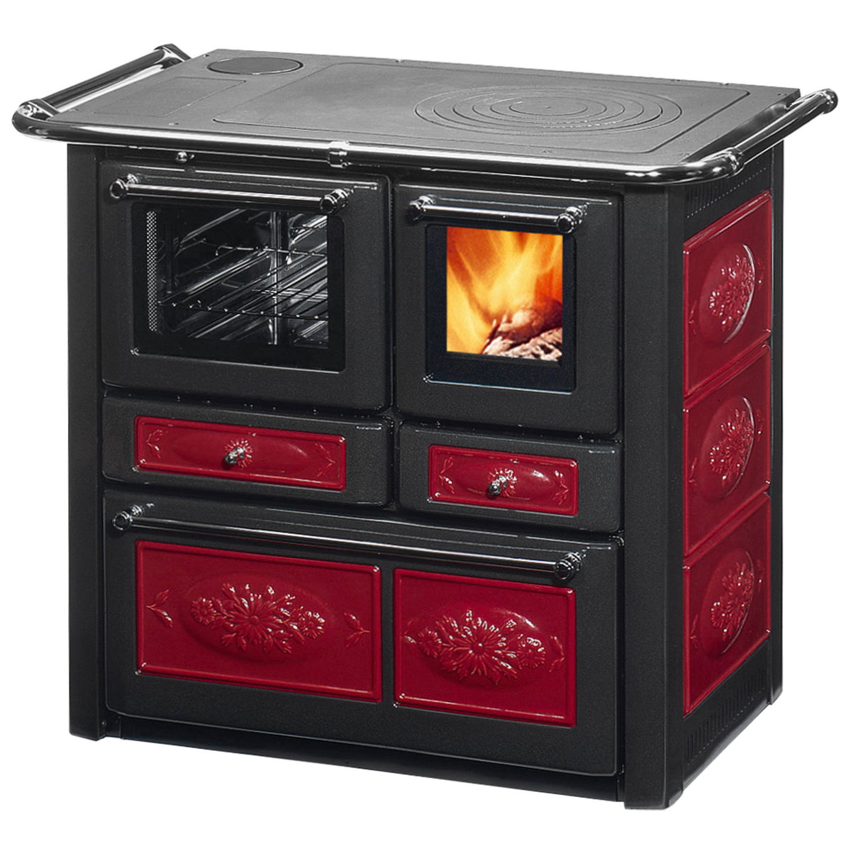 Poêle de cuisine Wamsler K 85 F céramique rouge avec four à gauche 6 kW