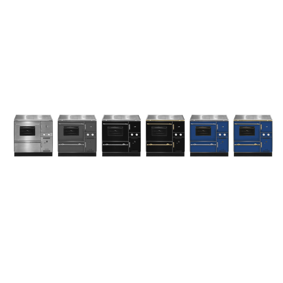 Poêle de cuisine à eau Wamsler K 148 CL noir et or, sortie fumée à gauche, 23 kW