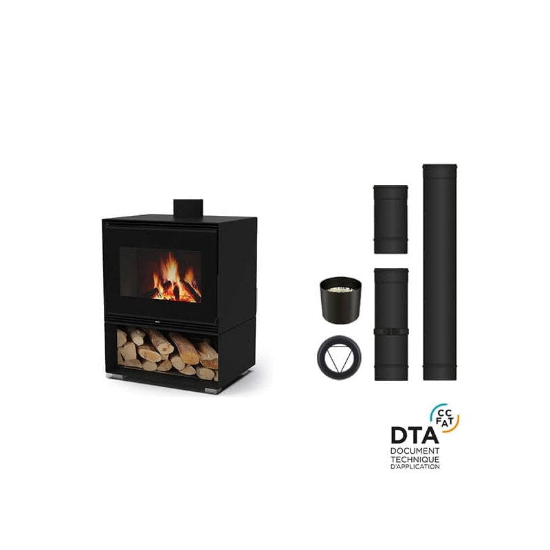 Pack poêle à bois ETNA Orta sortie dessus 11 kW pour chauffage 110 m² - image 2
