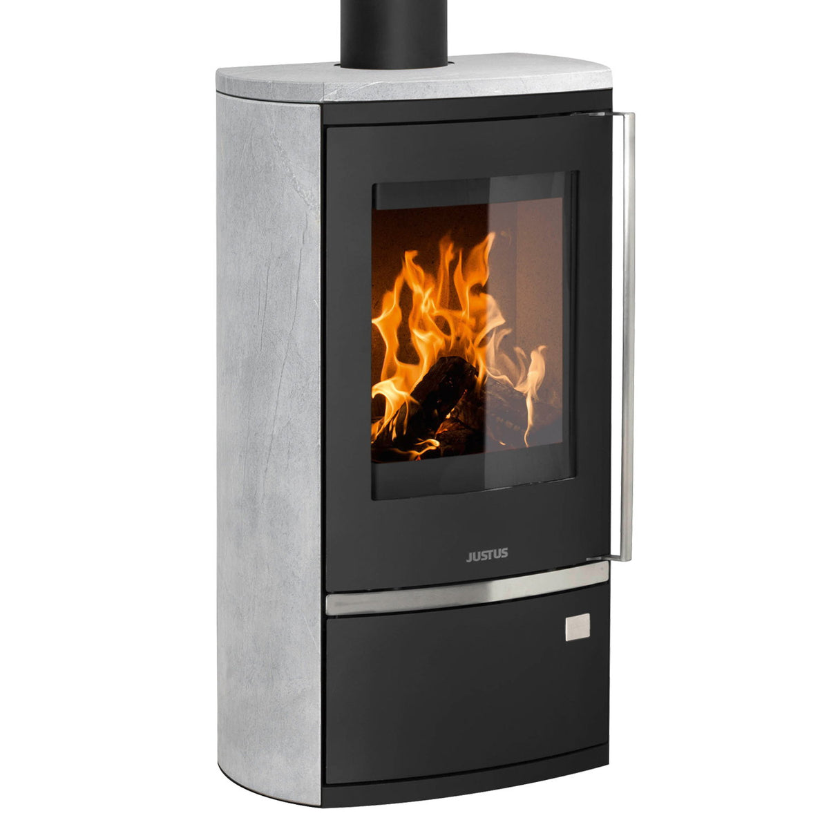 Poêle à bois Justus Reno R acier noir pierre ollaire 6 kW