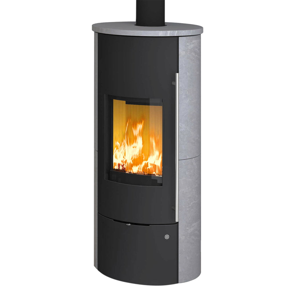 Olsberg Tolima Aqua II Compact – Poêle à bois 10 kW acier noir avec échangeur d’eau et pierre serpentine – image 2