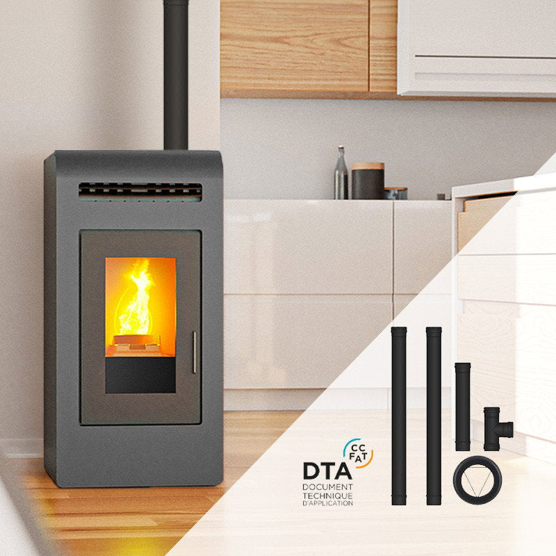 Pack poêle à granulés ETNA Luxe Cayenne avec kit de conduits dans un intérieur