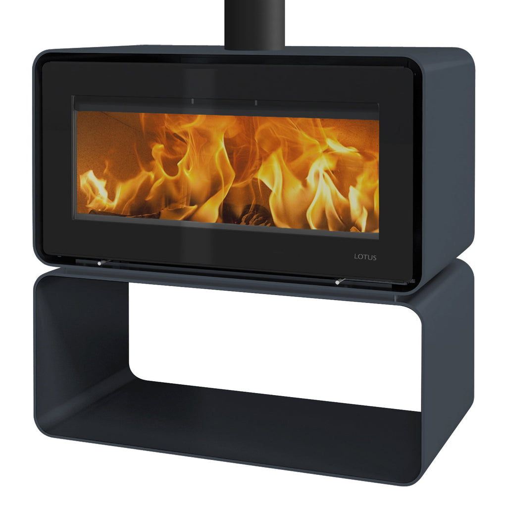 Lotus Living Cube Ocean Dark KS2406 – Poêle à bois 7 kW, sortie de fumée par le haut