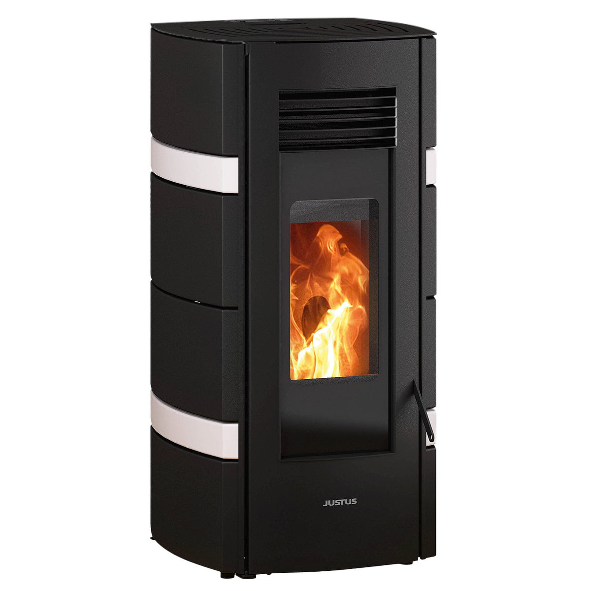 Justus Sia poêle à granulés acier noir et conStone blanc 8 kW pour 200 m³