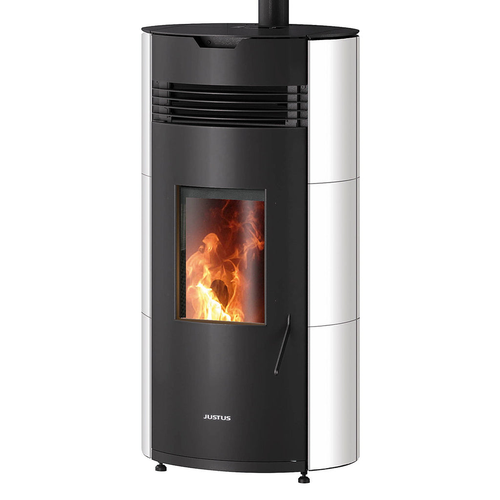 Poêle à granulés Justus Norta acier noir et blanc soie 8 kW